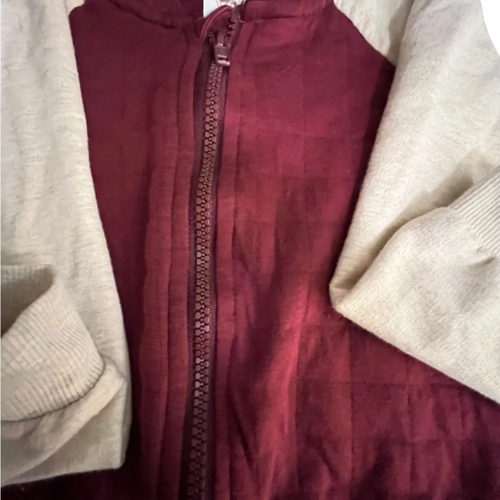 Boys Varsity Full Zip Up Quilted Jacket, Gray and Burgundy, size 3T